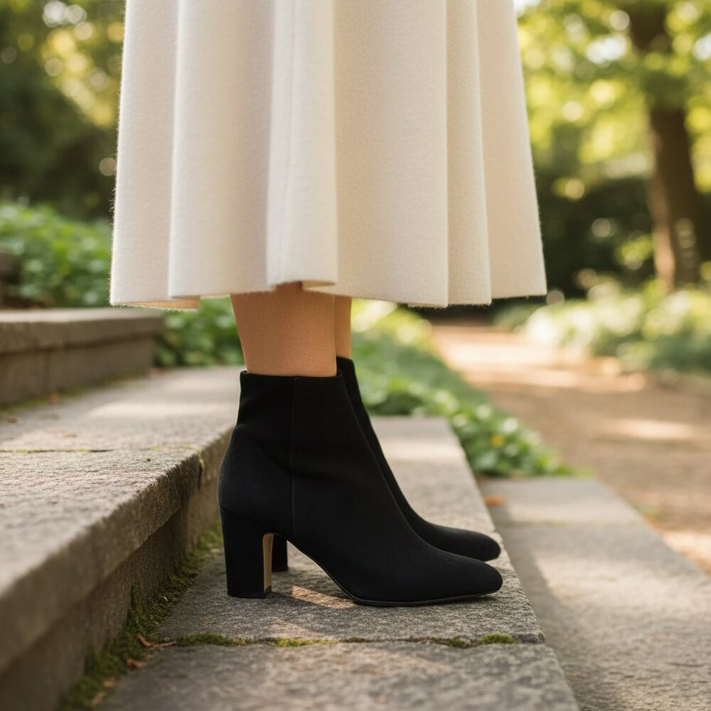 New HELENE ROUGE Suede Ankle Heel Women's Boots Black Size 38  MADE in SPAIN - Picture 4 of 7